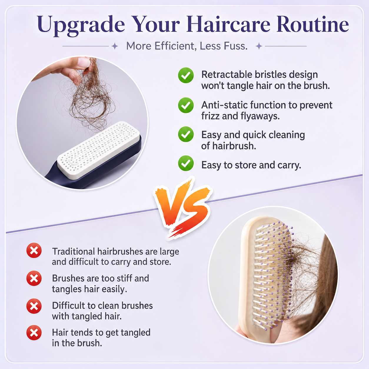 Self-Cleaning Detangling Hair Brush