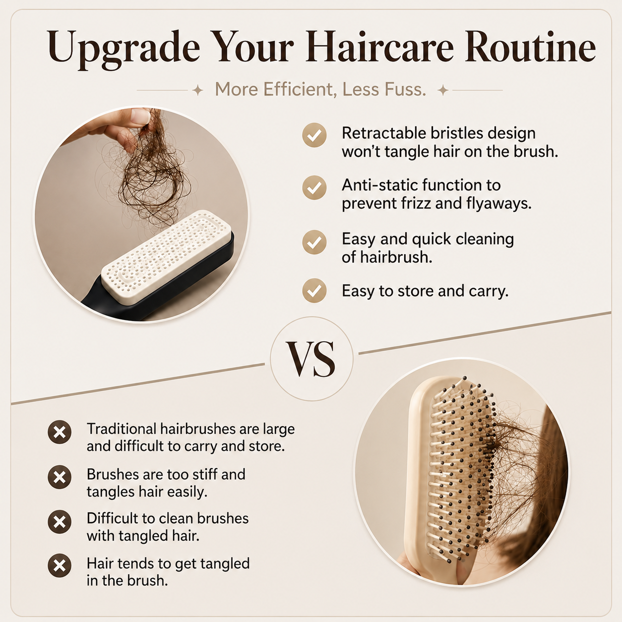 Self-Cleaning Detangling Hair Brush