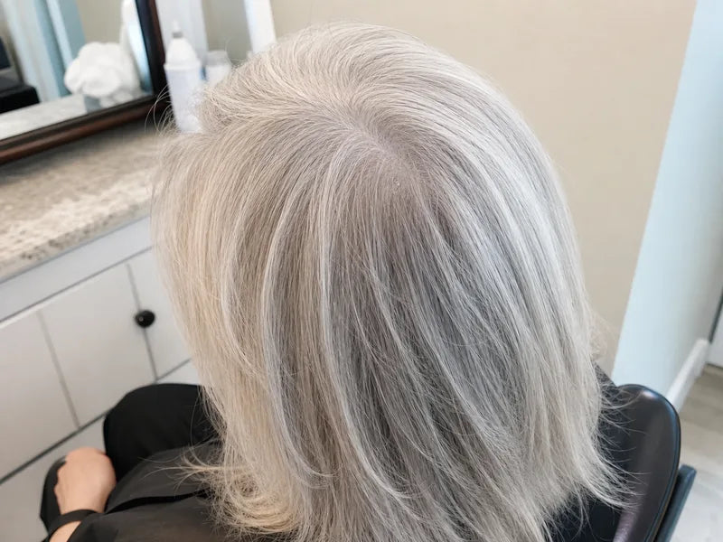 Betty S. silver salon crown result after applying Standora hair density powder