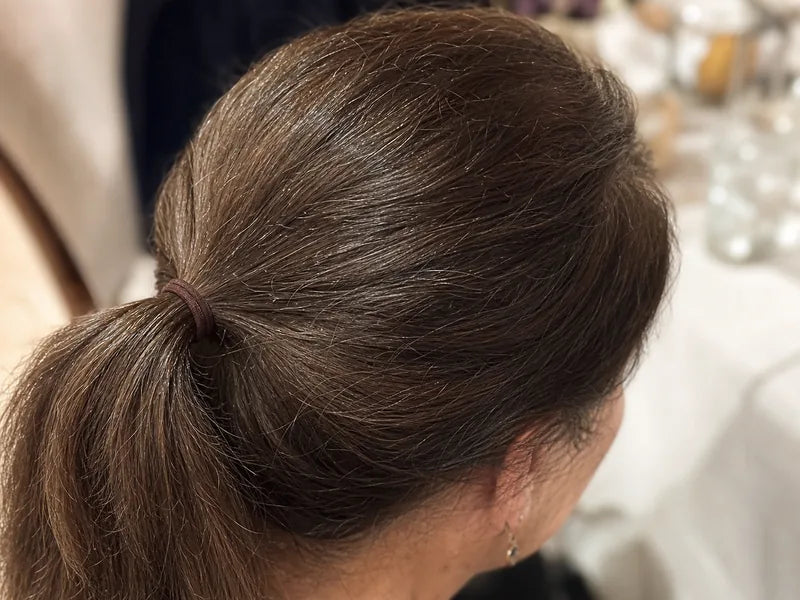 Margaret A. ponytail after using Standora hair density powder